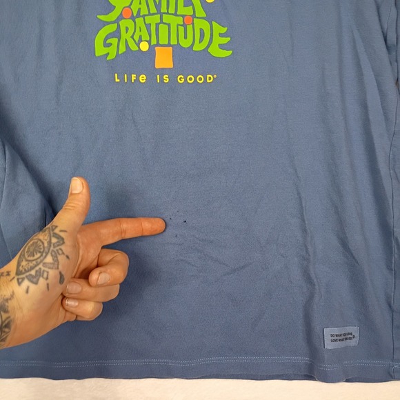 Life is Good Womens Crusher Long Sleeve Christmas Tree Graphic Tee Blue Medium - Picture 4 of 9